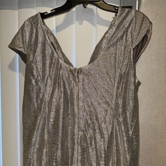 ALEX EVENINGS 18W Glitter Gold Wrap Neck Dress NWOT. 14 - Picture 5 of 12